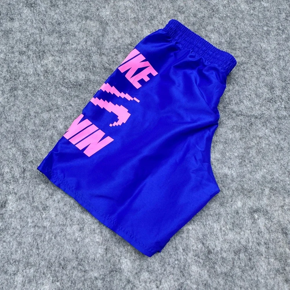 Nike Mens Swim Trunks Navy Blue Pink Pixel Logo Graphic Shorts NESSD514KO M
